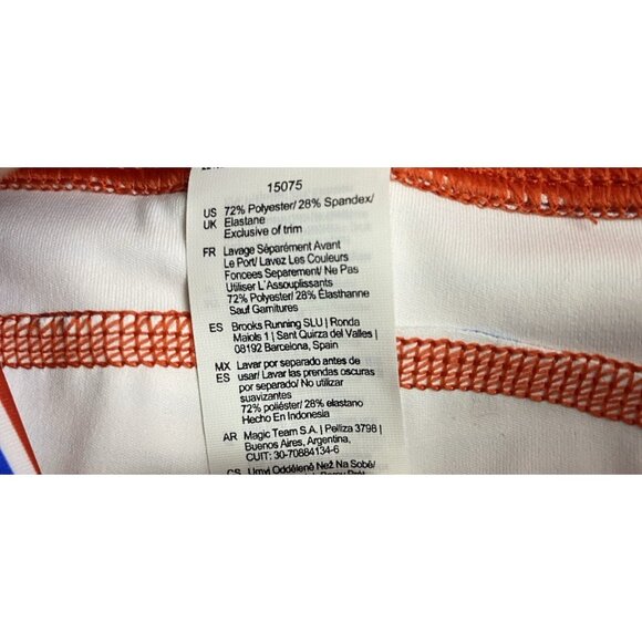 Brooks Method 8" Short Tight Size Medium Stripe Run USA 4 Way Stretch 3 Pockets - Picture 2 of 10